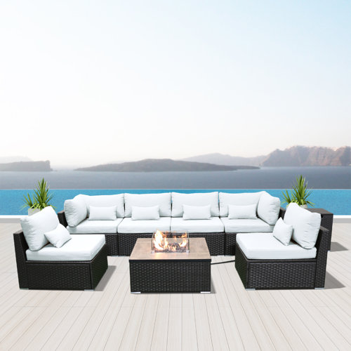 Latitude Run® Petrina 8 Piece Sectional Seating Group with Cushions